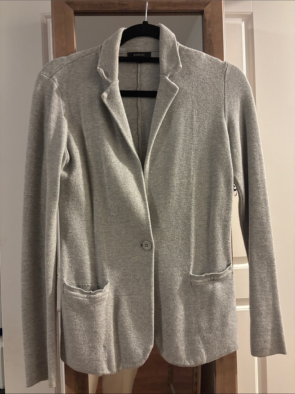 RW&CO. Heather Gray Knit Single-Button Blazer
